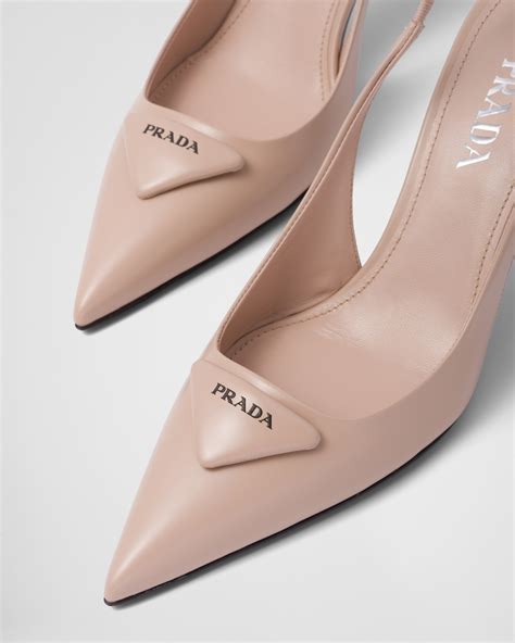 brushed leather slingback pumps prada